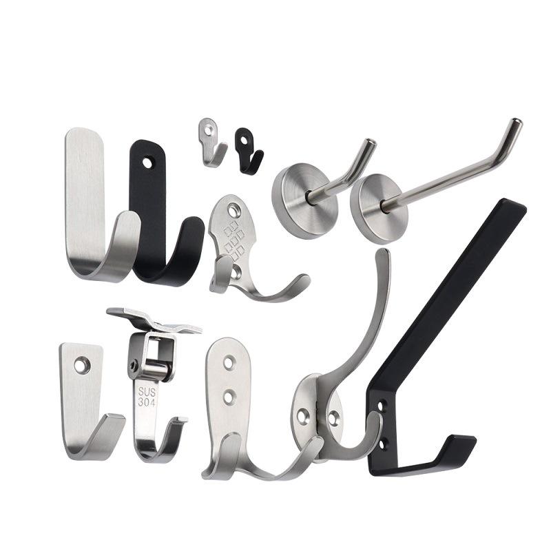Black Stainless Steel Single Coat Hook for Cabinet, Door, Bathroom, and Kitchen