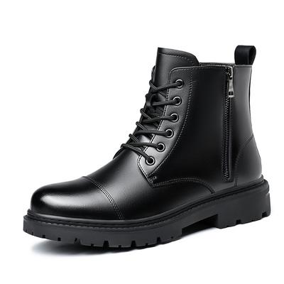 Zipper Men Motorcycle Boots British High Top Mens Matin Booties Thick Sole Solid Men 'S Casual Outdoor Shoes