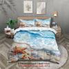 3pcs Sunny Blue Duvet Cover With 2 Pillowcases 3D Printed Starfish Beach Bedding Sets Cmoforter Not Included Room Decoration