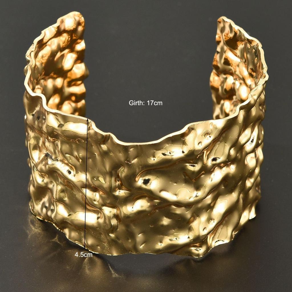 17KM 1 BUC Bratari Exquisite Clasice Larg Deschise Pentru Femei Punk Hip Hop Culoare Aurie Textura Neregulata Bratara Manseta Bijuterii Minimaliste Cadouri