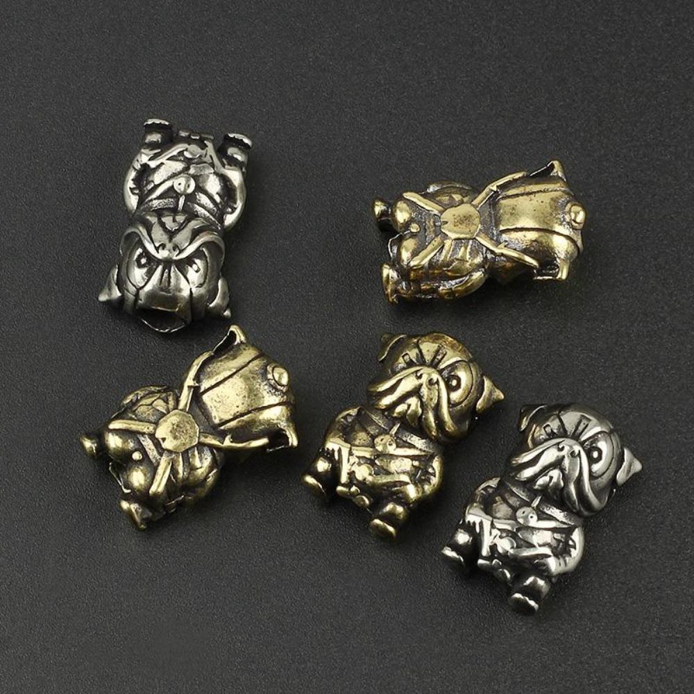 DIY Small Dog Knife Beads Pendant Vintage Brass Copper Paracord Bead