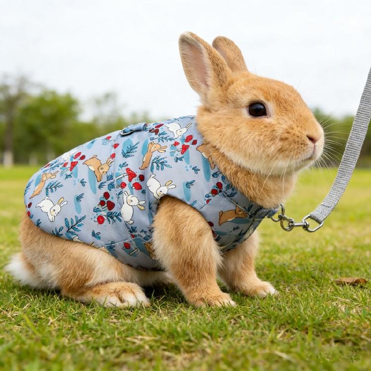 Fashion Rabbit Print Pet Harnesses With Detachable Leashes Soft Cotton Suitable for Small Animals