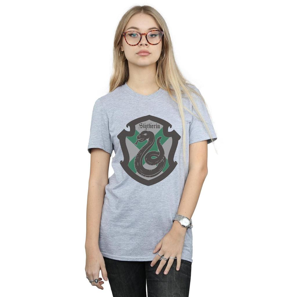HARRY POTTER Womens/Ladies Slytherin Crest Flat Cotton Boyfriend T-Shirt