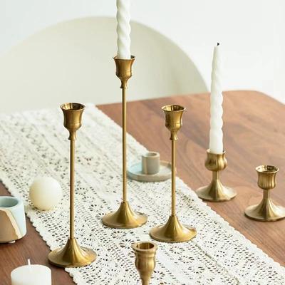 Kit di 3 portacandele in ottone dorato, portacandele decorativi per matrimoni, feste e cene.
