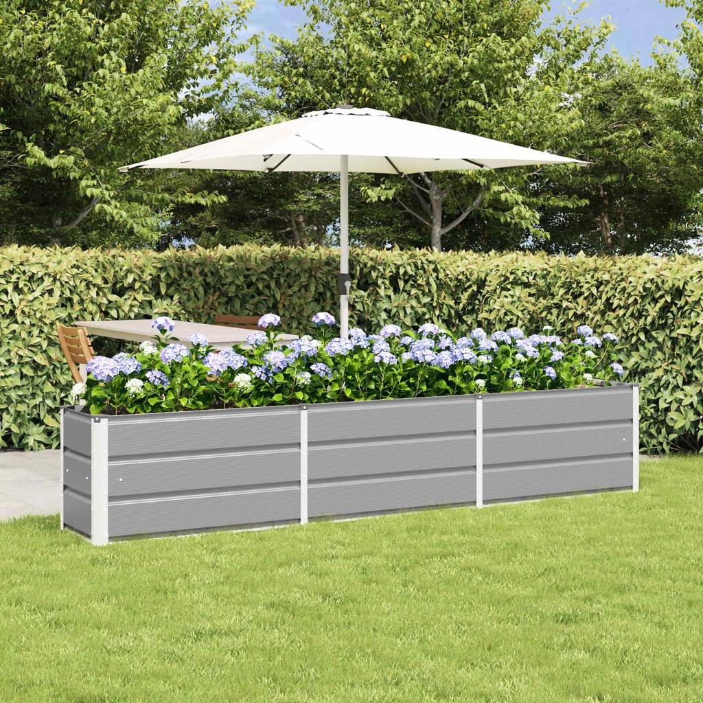 Plant Pot Light Grey 240 X 40 X 45 Cm Steel
