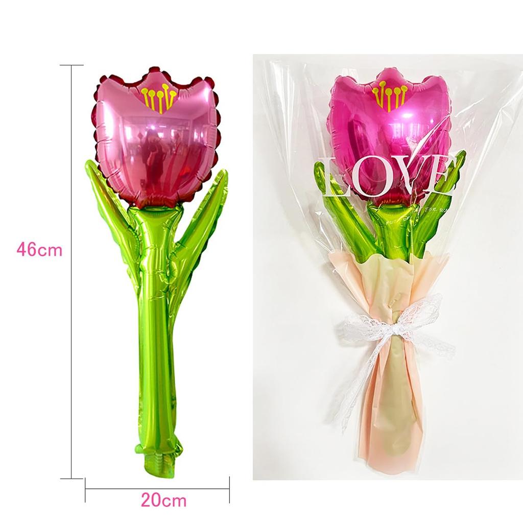 Mainiusi Flower Handheld Balloon Set 12 Pieces Roses Marguerite Sunflowers Tulips Event Decorations Birthday Party Festival Summer Cultural School