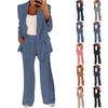 Fashionable Ladies Solid Color Slim Cardigan Temperament Suit Jacket Pants Suit Set