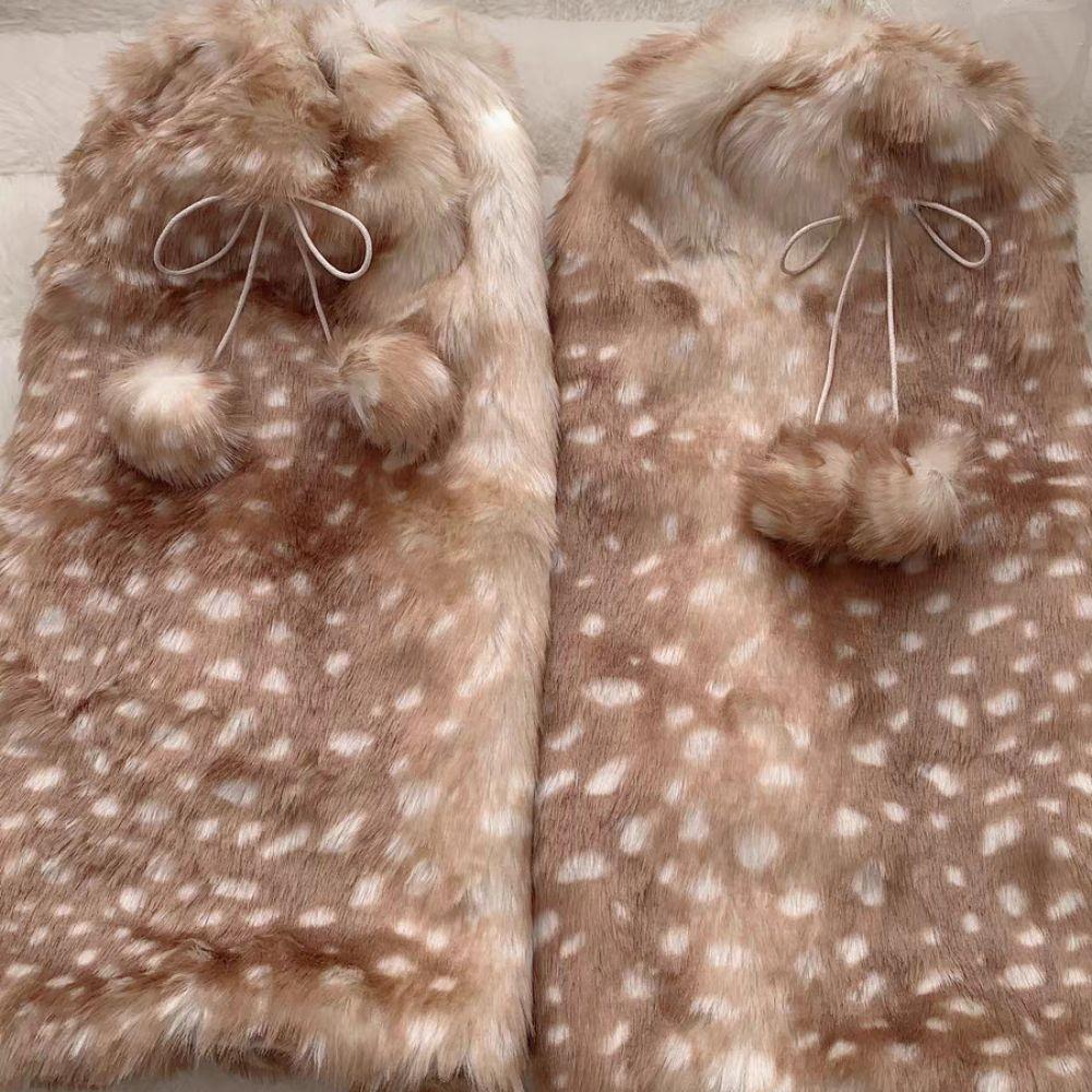 Y2k Furry Leg Warmers Fawn Dot Long Stockings Vintage Plush Leg Coverings  Accessories