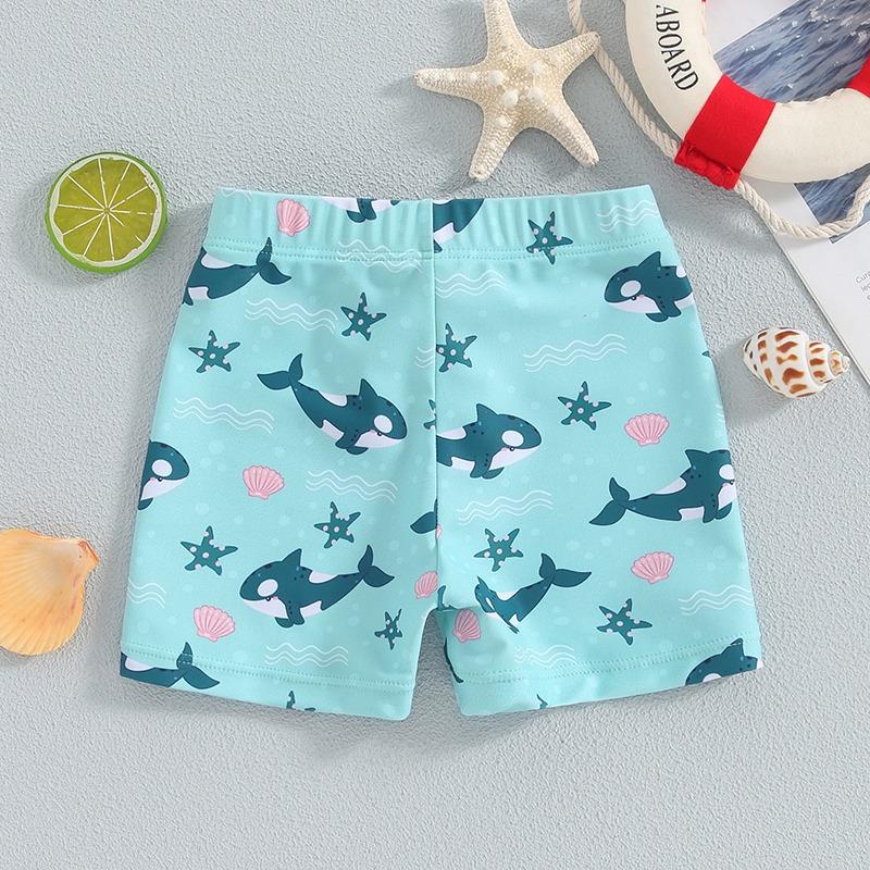 Kids Baby Boys Swim Trunks Novelty Shark Print Elastic Waist Swim Shorts Children Boys Bathing Suit Swimsuit Bottoms Swimwear