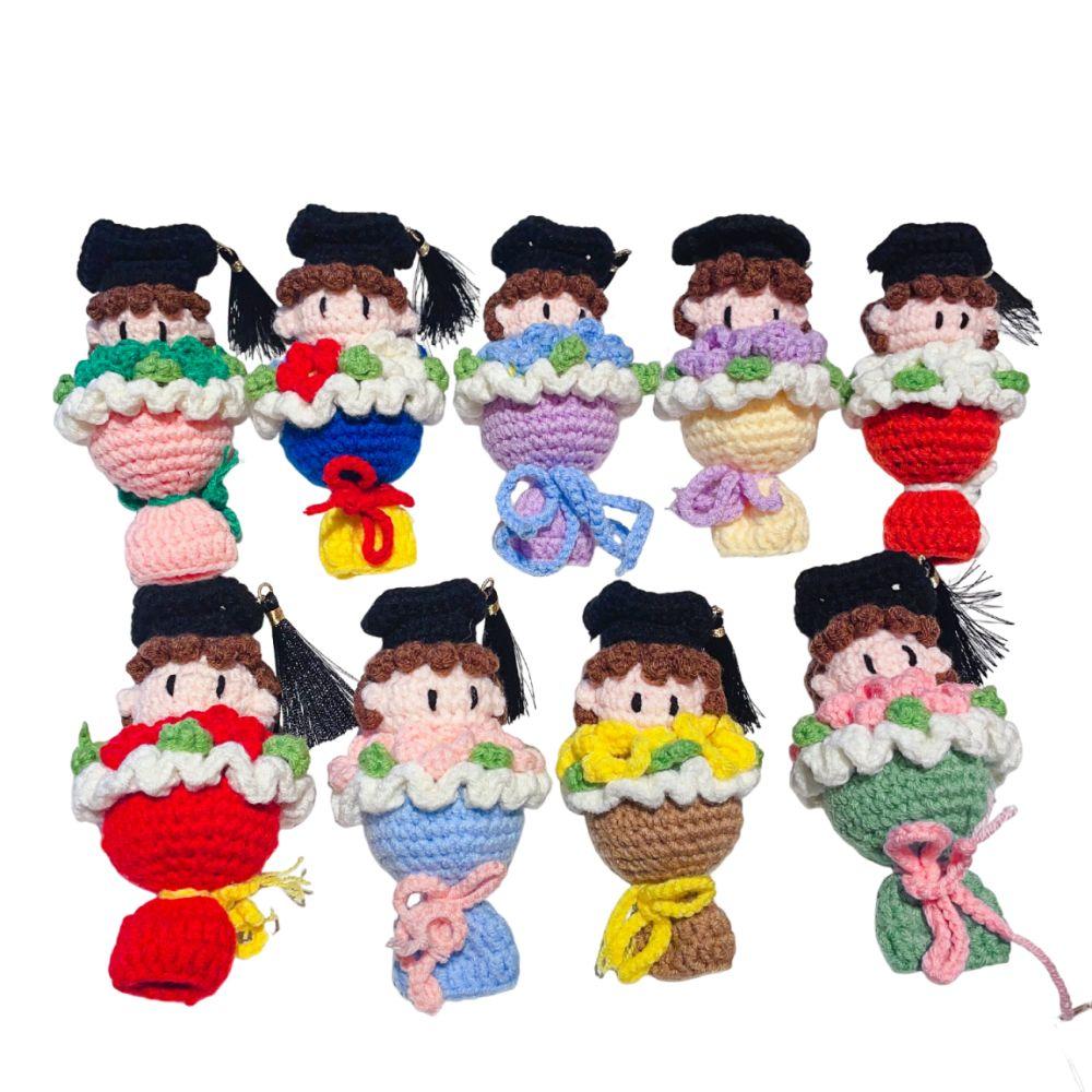 13cm Knitted Graduation Doll Funny Handheld Flower Doll Doctor Hat Bouquet Doll Graduation Season