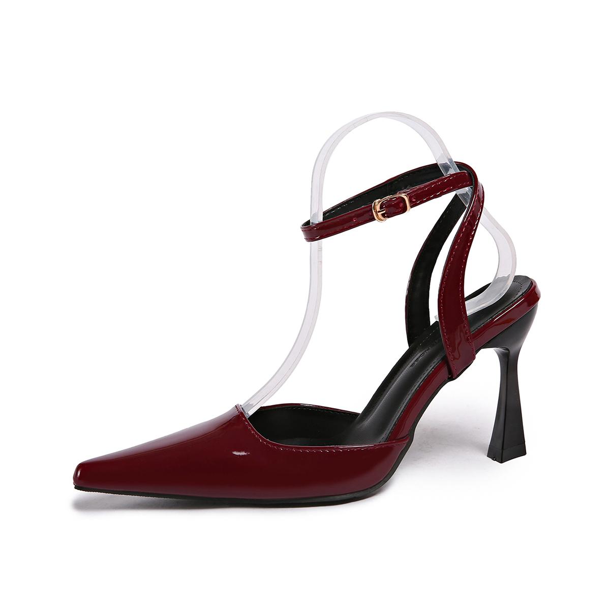 

Temperament Cross One Strap Leopard Stiletto Sandals Women s Pointed Toe Shallow Heels 42