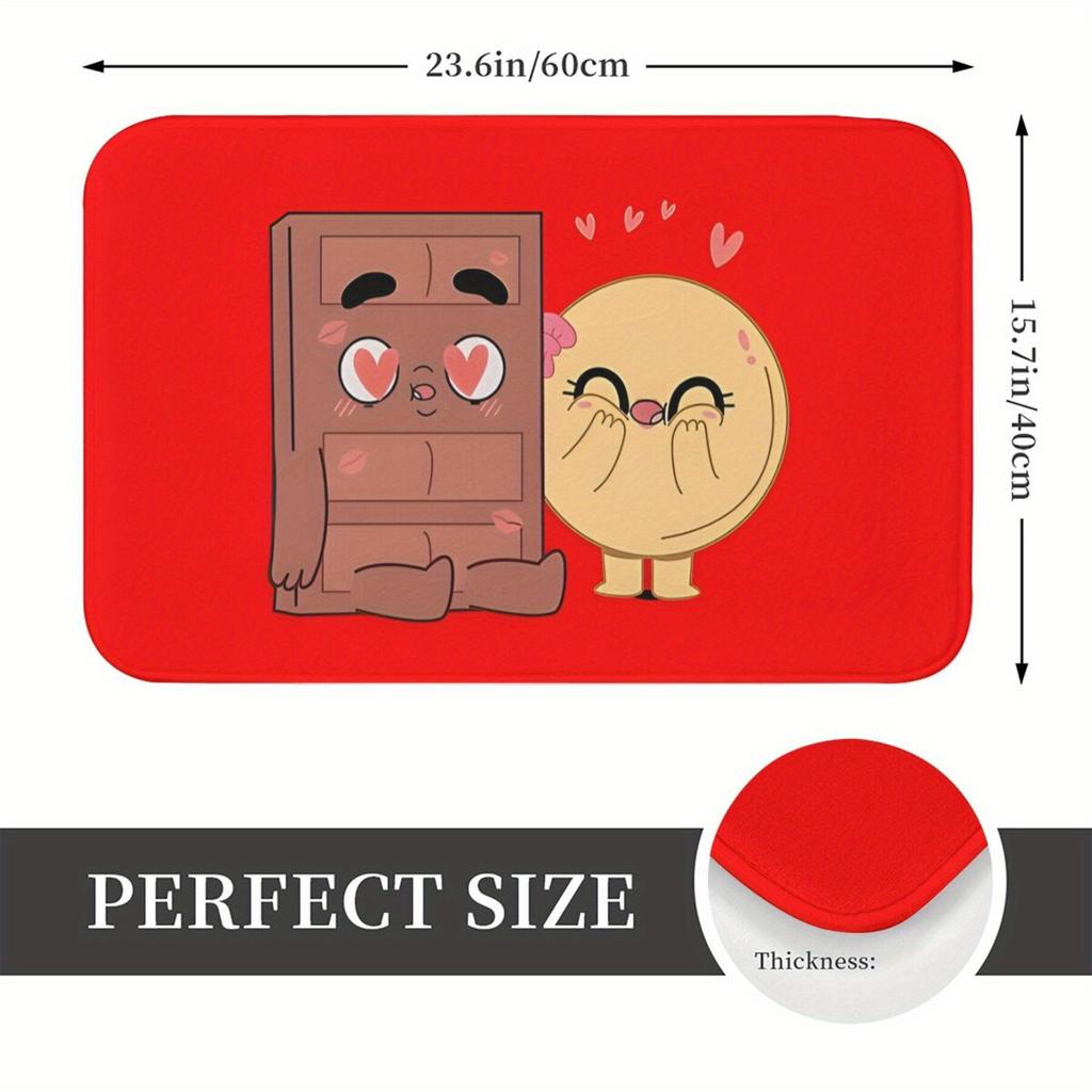 1pc Non-slip Doormat Bath Mat Choco And Pancake Couples Love Balcony Carpet Welcome Rug Indoor Decor Christmas Decor Xmas