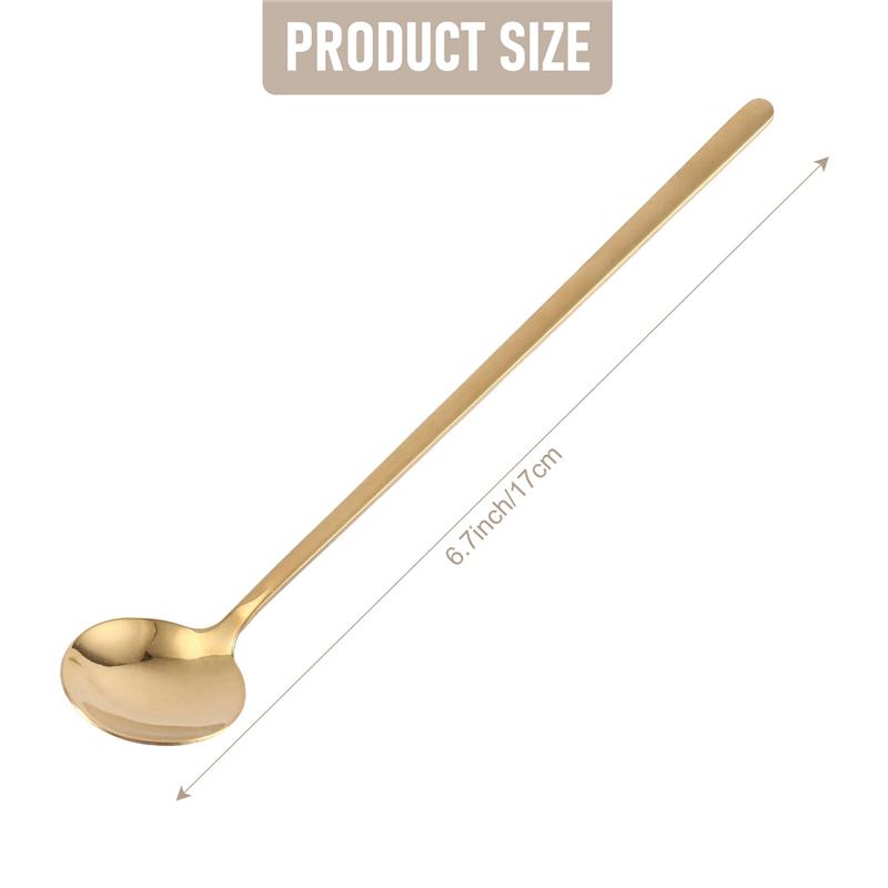 M-Modern-8 Stück 6,7 Zoll Kaffeelöffel, Rührlöffel, Teelöffel Langer Griff, Goldene Teelöffel, Goldene Löffel, Eistee-Löffel