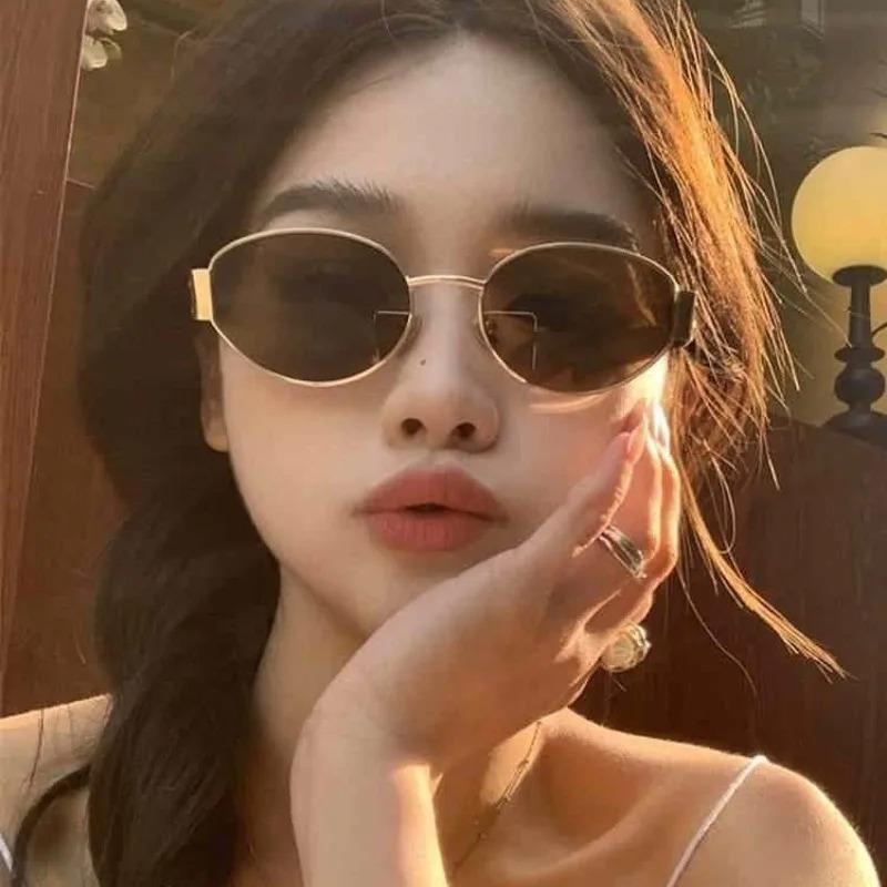 Women Retro Oval Fishing Sunglasses Eyewear Driver Goggles Small Vintage Sexy Sunglasses Frame Anti Blue Light Glasses