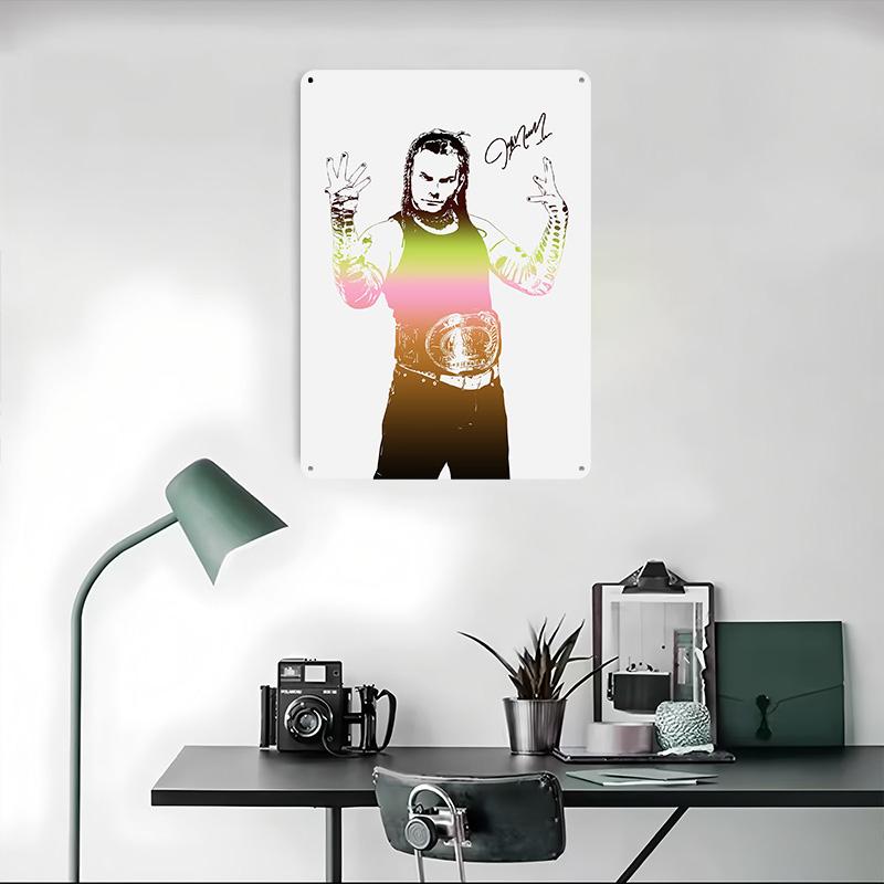 Jeff Hardy Wrestling Champion Tinplate Poster Customized Wall Art Vintage Metal Signs Retro Tin Plaque for Bathroom Decor House