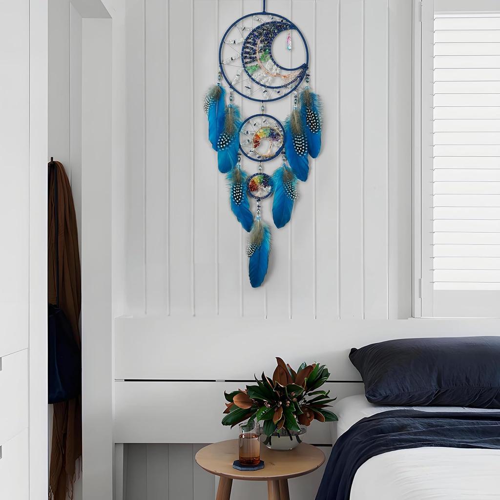 Dream Catchers for Adults,Dream Catchers Boys,Dream Catcher Wall Hangings,Crystal Tree of Life Dream Catcher,Large Moon Design Wall Hanging for