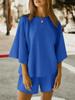 Womens 3/4 Sleeve Lounge Set Oversized Top and Elastic Waist Shorts