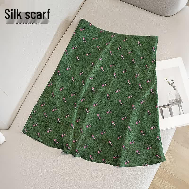 Elegant High-Waist Floral A-Line Mini Skirt M