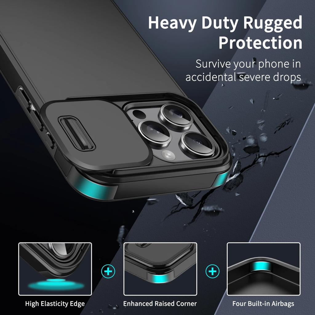 New Shockproof Phone Case For iPhone 15 14 13 12 11 16 Pro Max Plus Cover Slide Camera Protective Armor Case for iPhone 16 Pro