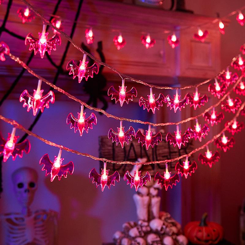 Halloween LED Pumpkin, Ghost & Bat Decorative String Lights for Courtyard Party - Colorful Atmosphere Lights