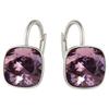 Silver Women' Square Earrings With Branded Crystals Gift for Women' Day Valentine' Day - Antique Pink - 925 Silver