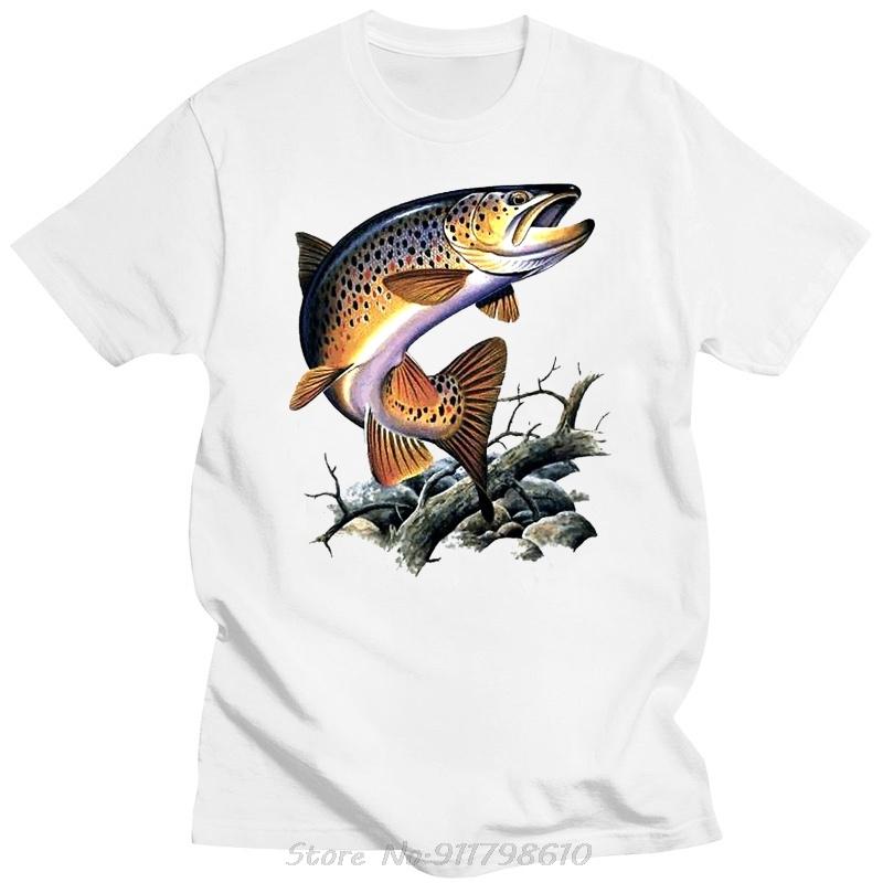 

Brown Trout Fishing T-Shirt Cool Casual Pride T Shirt Men Unisex New Fashion Tshirt Men Cotton Tees Streetwear Unisex Tops Tees S