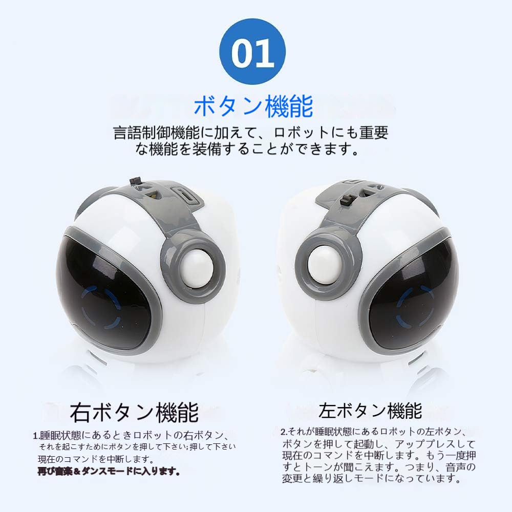 Mini English Robot Toy, White, Sings, Dances, and Reacts To English Words, Perfect for Kids, Carry In Your Pocket, Birthday Gift (White)