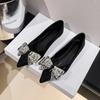 Fashion Hot Selling 2025 Fashion New Flats with Rhinestone Bow Pointed Toe Transparent Pumps Ladies Shoes for Women Spring Large Size