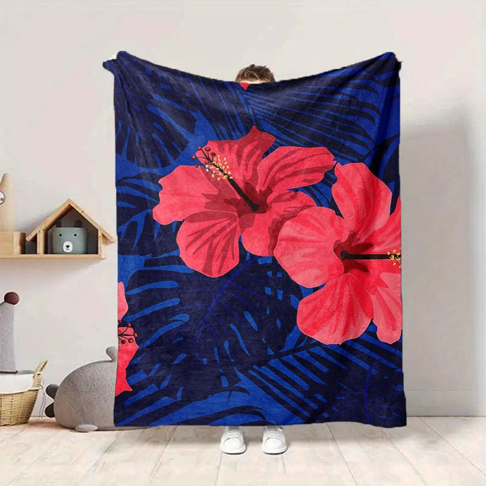 1pc Tropical Flowers Blanket Warm, Cozy, And Soft, Suitable for Sofas, Beds, Cars, And Office Use.Perfect for Camping And Travel, Making It a Great Gi