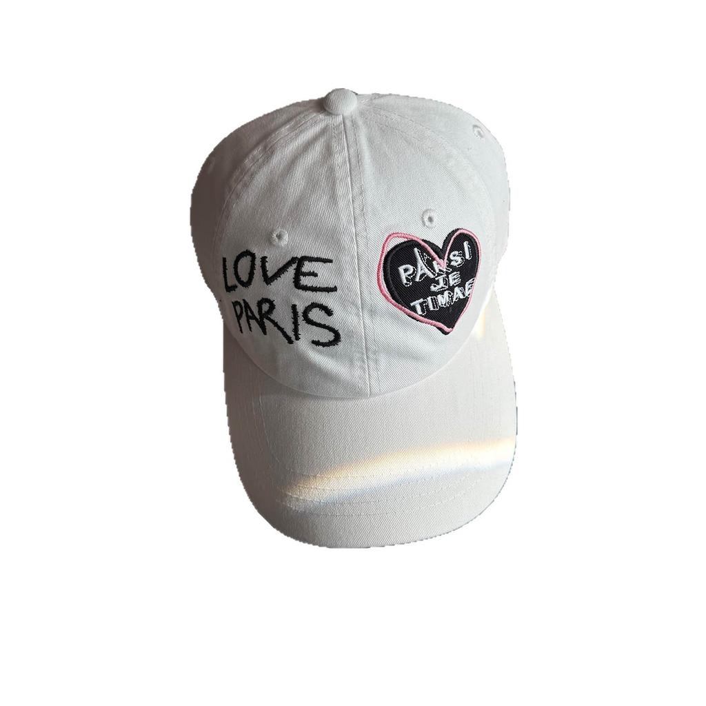 Fashion Korean Love Letter Embroidery Baseball Cap Women's Spring and Summer New Street Versatile Soft Top Show Face Little Couple Cap