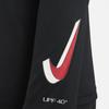 Nike T-Shirt Swim Letter Round Neck Casual Pullover Sun Protection Quick Dry Long Sleeve Kids Tops Black FZ6551-010