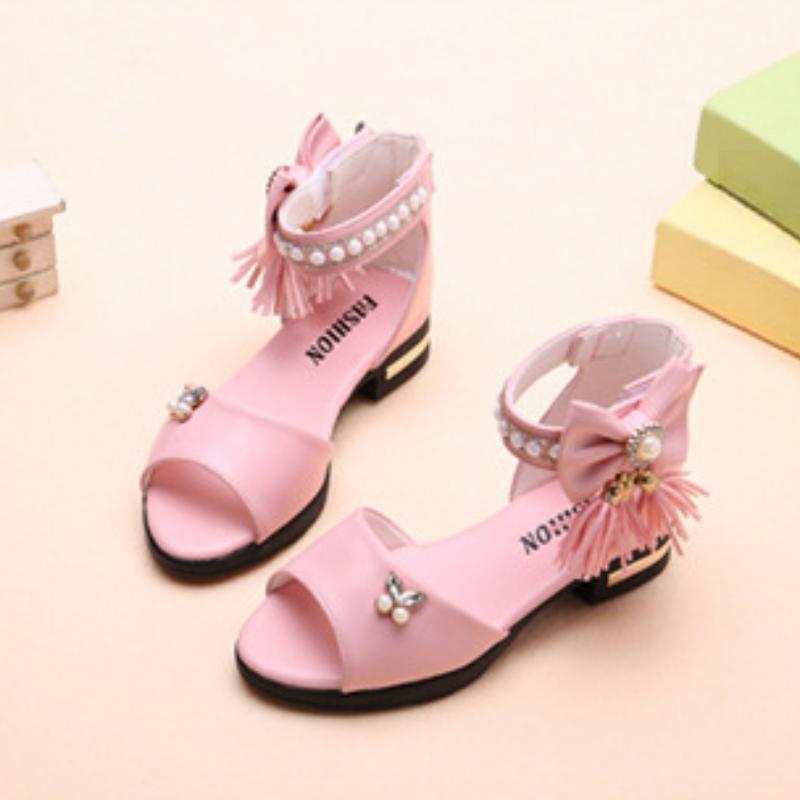 

Детская обувь, Сандалии для девочек, Летние туфли принцессы, Обувь на мягкой подошве в корейском стиле для девочек-подростков, Римские сандалии 31 розовый