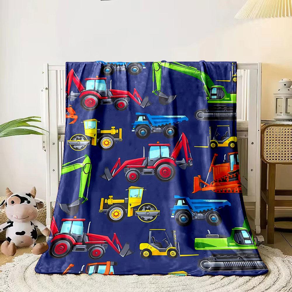 Boys Excavator Tractor Truck Throw Blanket bedroom Blanket for Livingroom Couch lunch break Soft throw for Friend's festival Gift