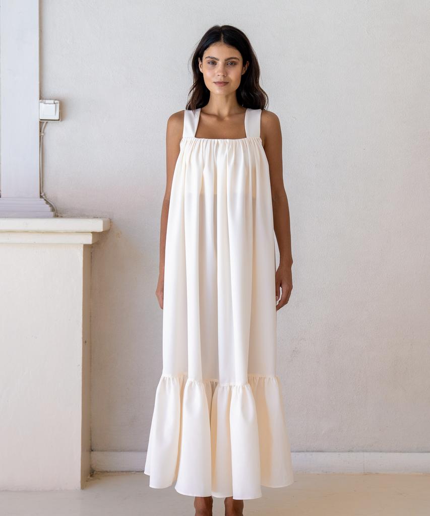 Loe Daphne Cream Tie-Back Maxi Dress