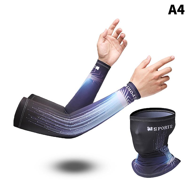 Summer Cooling Sunscreen Arm Sleeves Cover Head Face Neck Tube Scarf Set Sports Fishing Cycling Outdoor Uv Sunshade Collar