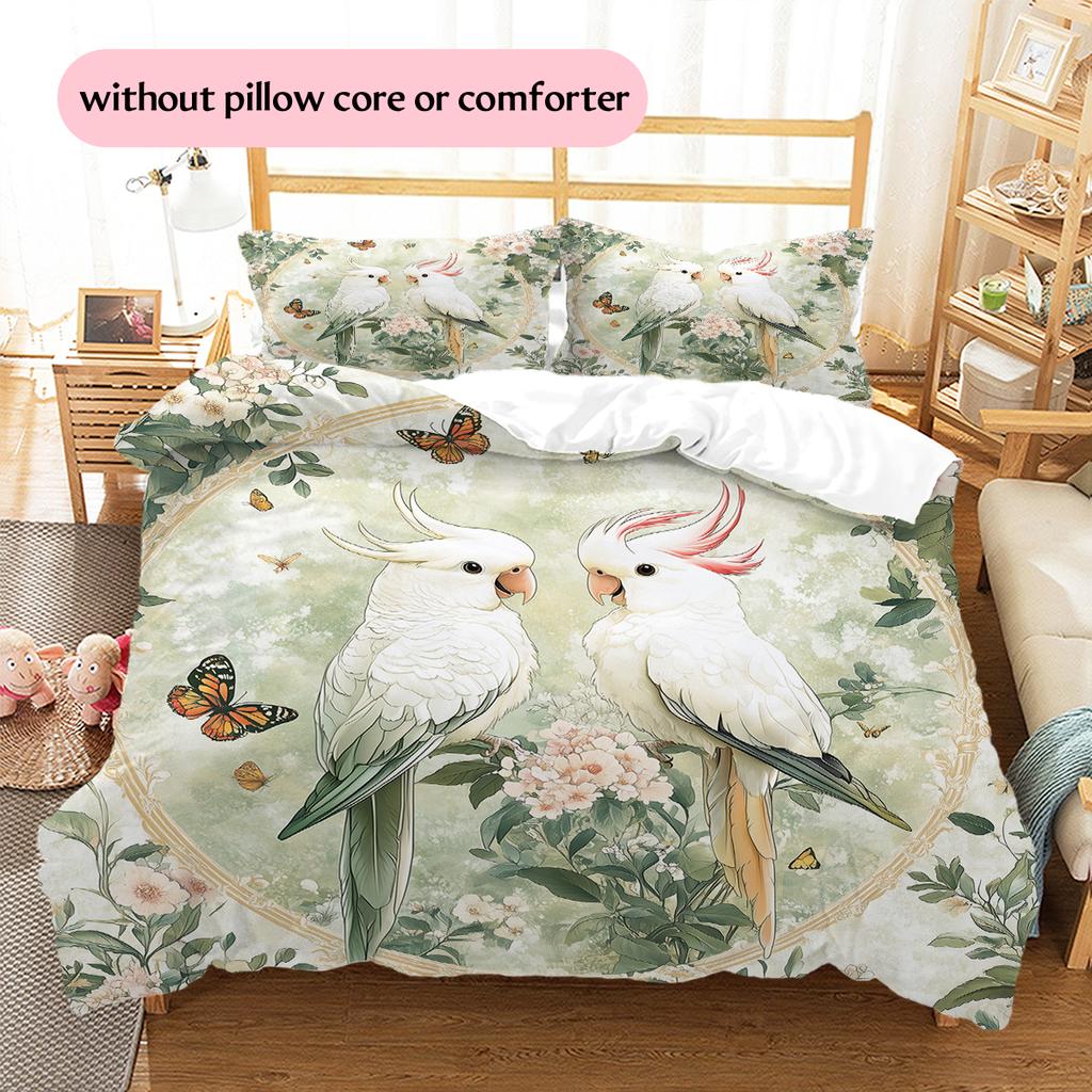 Beautiful Cockatoo Pattern Bedding Home Decoration Birthday Gift (1 * duvet cover + 2 * pillowcase, without core)