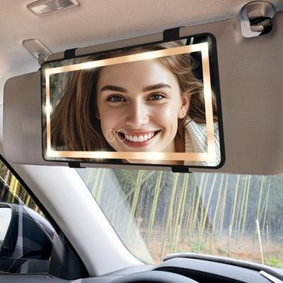 Specchietto Parasole Auto Feisate con Specchio Trucco LED Design Universale Stepless Luci Nere, Adattabile, Compatibile, Dimmerabile, (Passeggeri