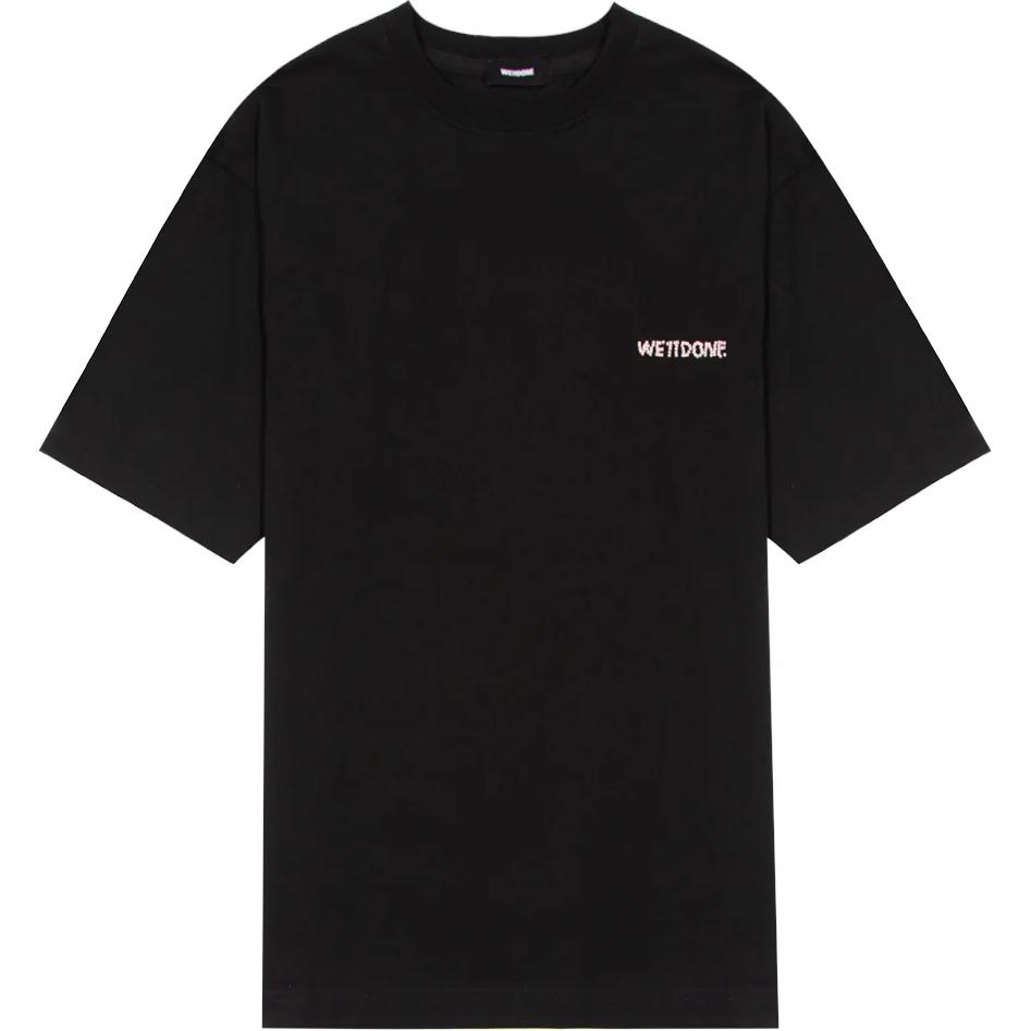WE11DONE FW24 Beaded Embroidery Solid Color Short Sleeve T-Shirt Unisex Tops Black WD-TT3-24-734-U-BK