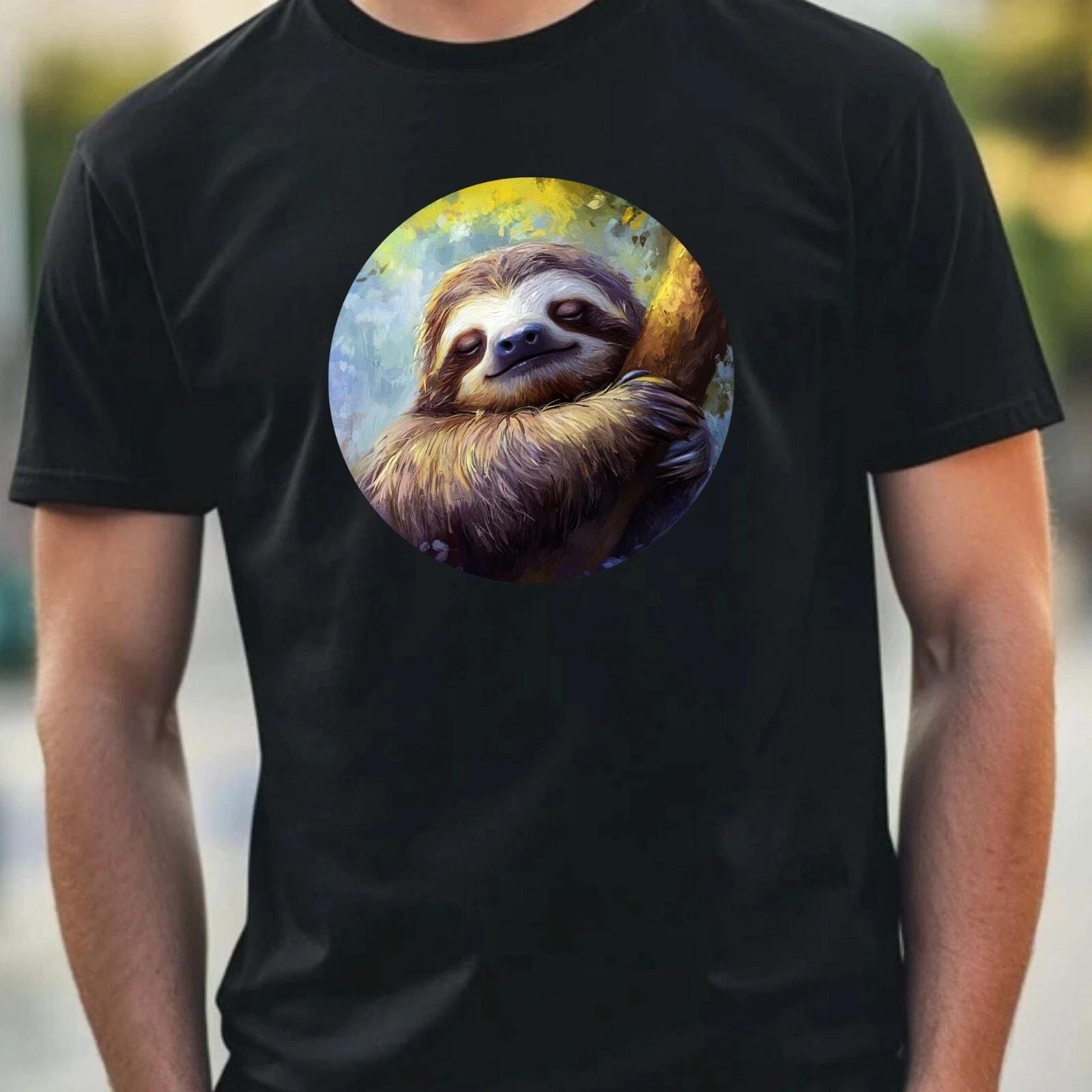 T-Shirt Herren Faultier Portrait Motiv Baumwolle Größe XS bis 5XL XXXXL