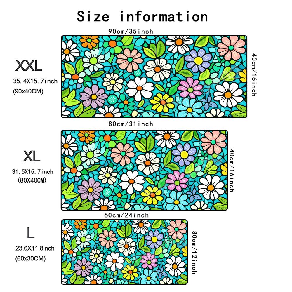 Colorful Daisy Pattern Mouse Pad Large Computer Office Game Table Mat Rubber Anti-slip Stitched Keyboard Mats 90x40 Desk Pads