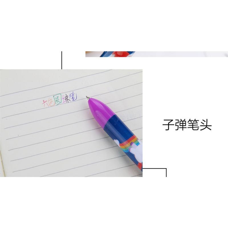 Cute Creative Cartoon 6 Color Retractable Ballpoint Pen For Students