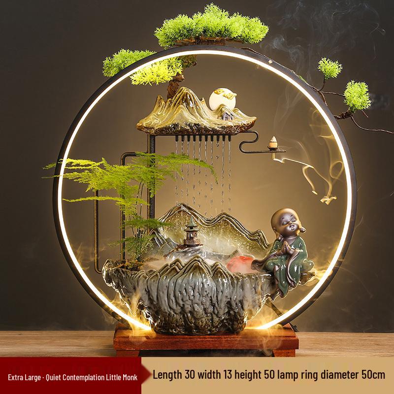 Flowing Water Backflow Incense Fountain & Humidifier - Perfect for Home, Office, or Gift Decoration.