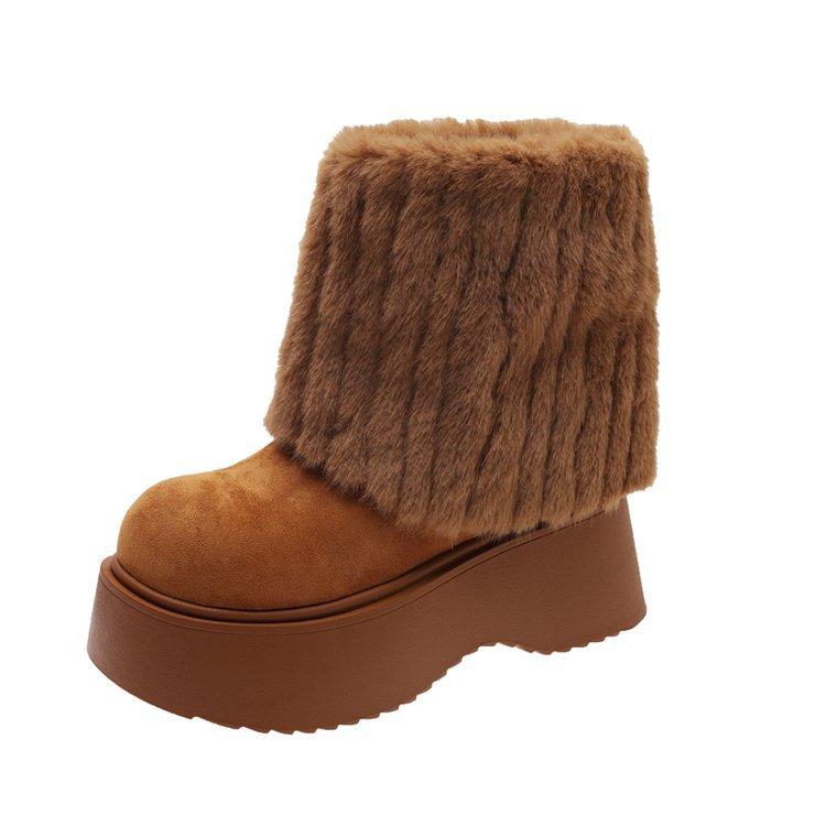 Retro Thick-soled Velvet Thickened Snow Boots Women's 2025 New Winter Warm Outer Wear Non-slip Mid-tube Northeast Cotton Shoes