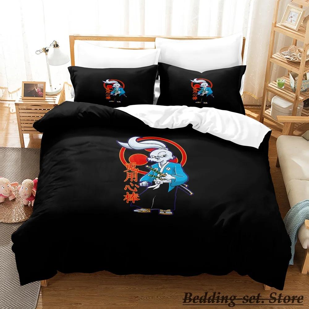 Samurai Kanin Sängklädesset Enkelt Twin Full Queen King Size Sängset Vuxen Barn Sovrum Påslakanset Anime sängkläder Säng
