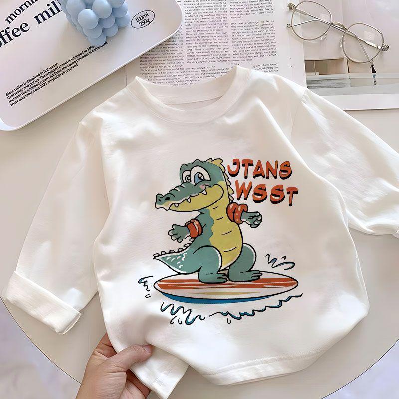 Trendy Little Boy 2025 Long-Sleeved Cotton T-Shirt - Stylish Spring & Autumn Wear