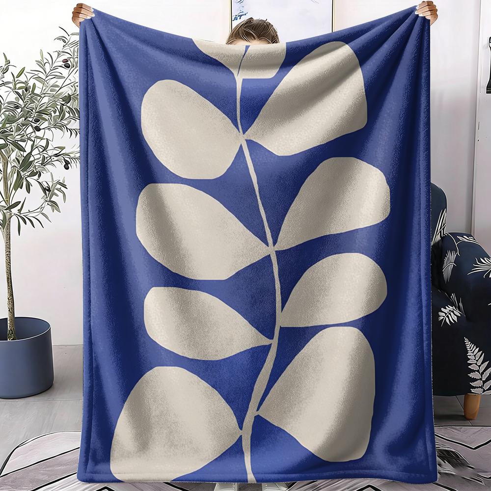 Black Abstract Plant Throw Soft Flannel AC Blanket Lightweight Summer Nap Throw Cozy Blanket for Sofa Bed Travel Home