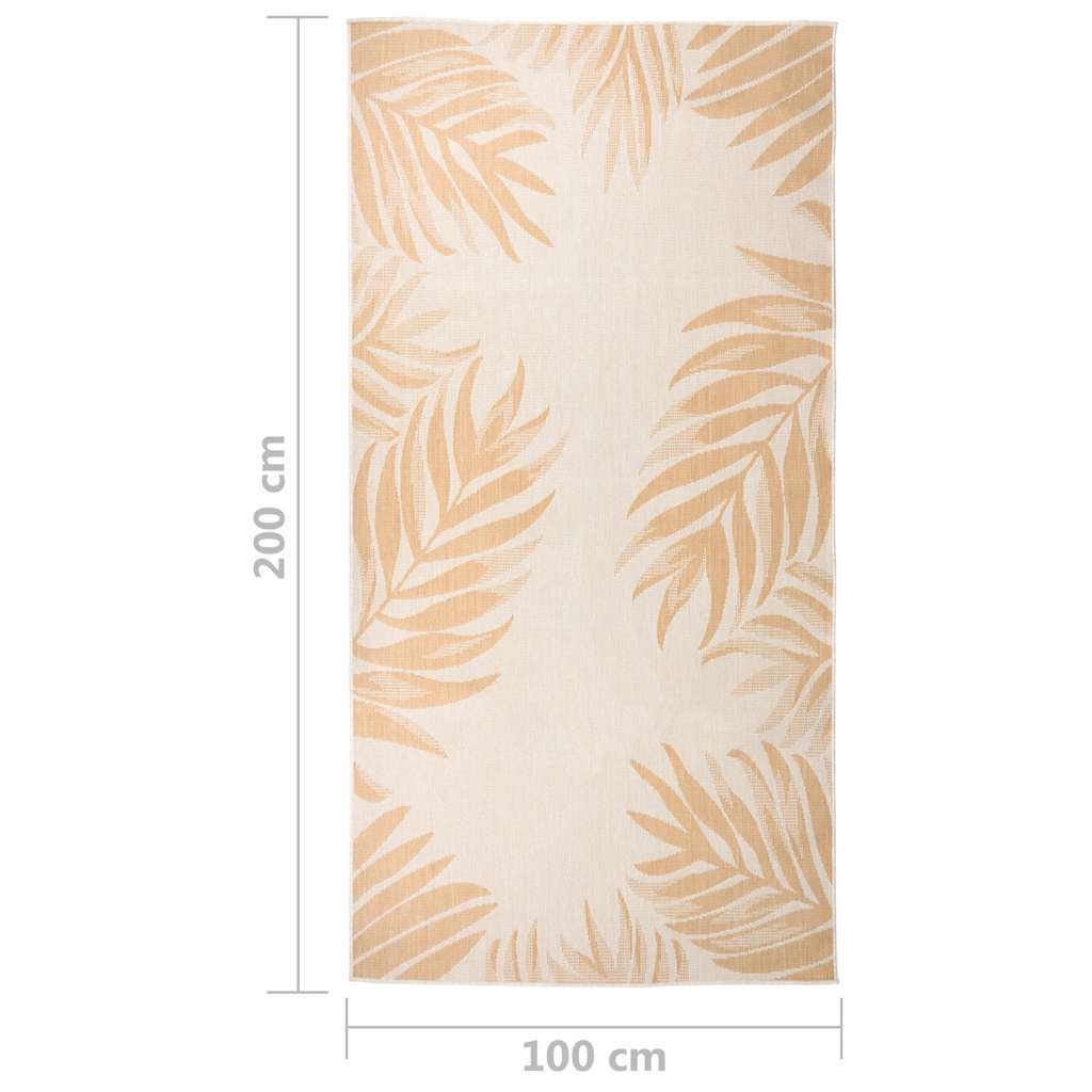 Flatweave Outdoor Rug, 100X200 Cm, Leaf Pattern