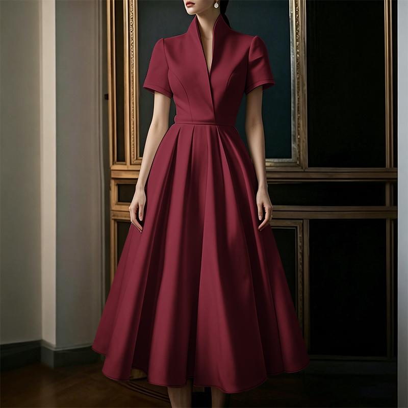 ZANZEA Abito Lungo Elegante da Donna Casual con Scollo a V a Maniche Corte e Linea ad A