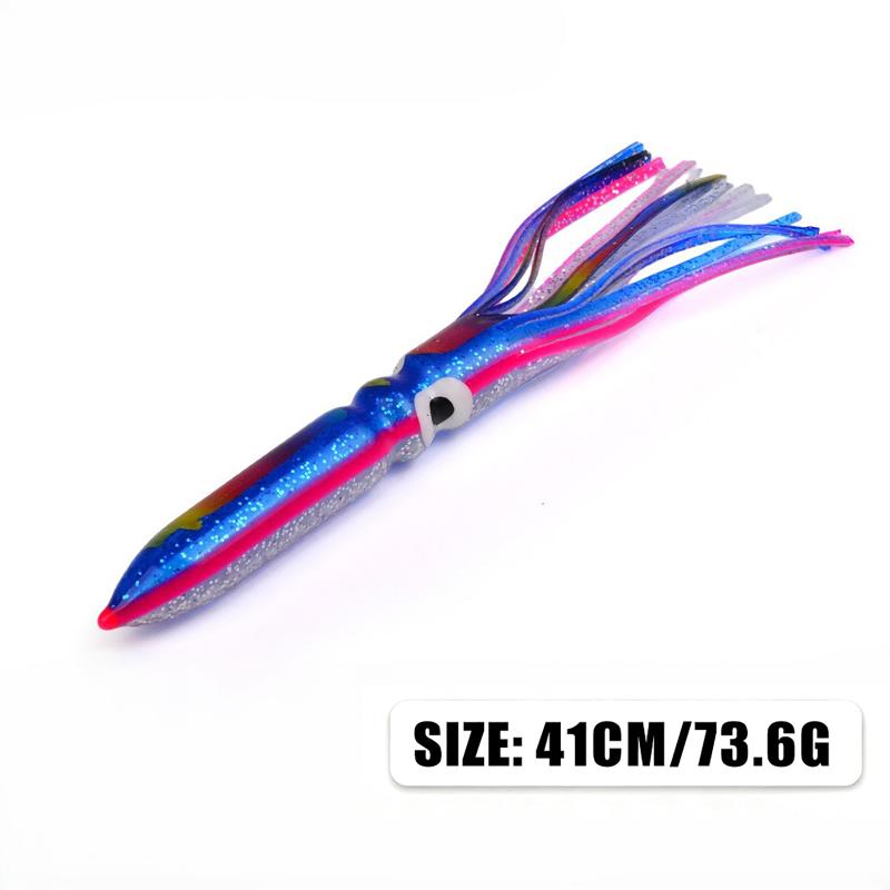 Calamar Blando Luminoso Grande de 17,5 cm-41 cm para Pesca en el Mar Falda de Calamar Pulpo Pesca de Arrastre Señuelos para Atún Aparejos de Pesca en Agua Salada