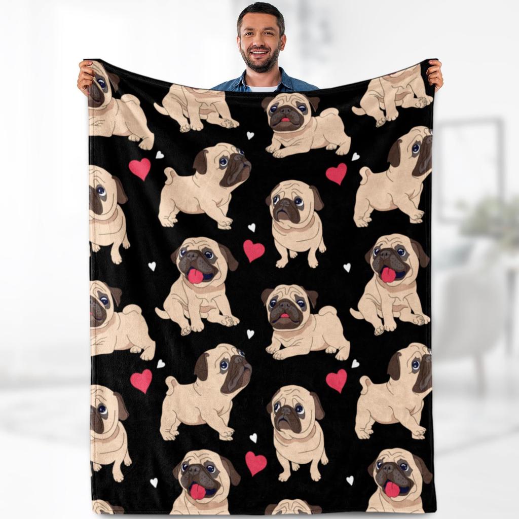 Pug flannel blanket super soft blanket suitable for sofa sheets bedspreads direct supply
